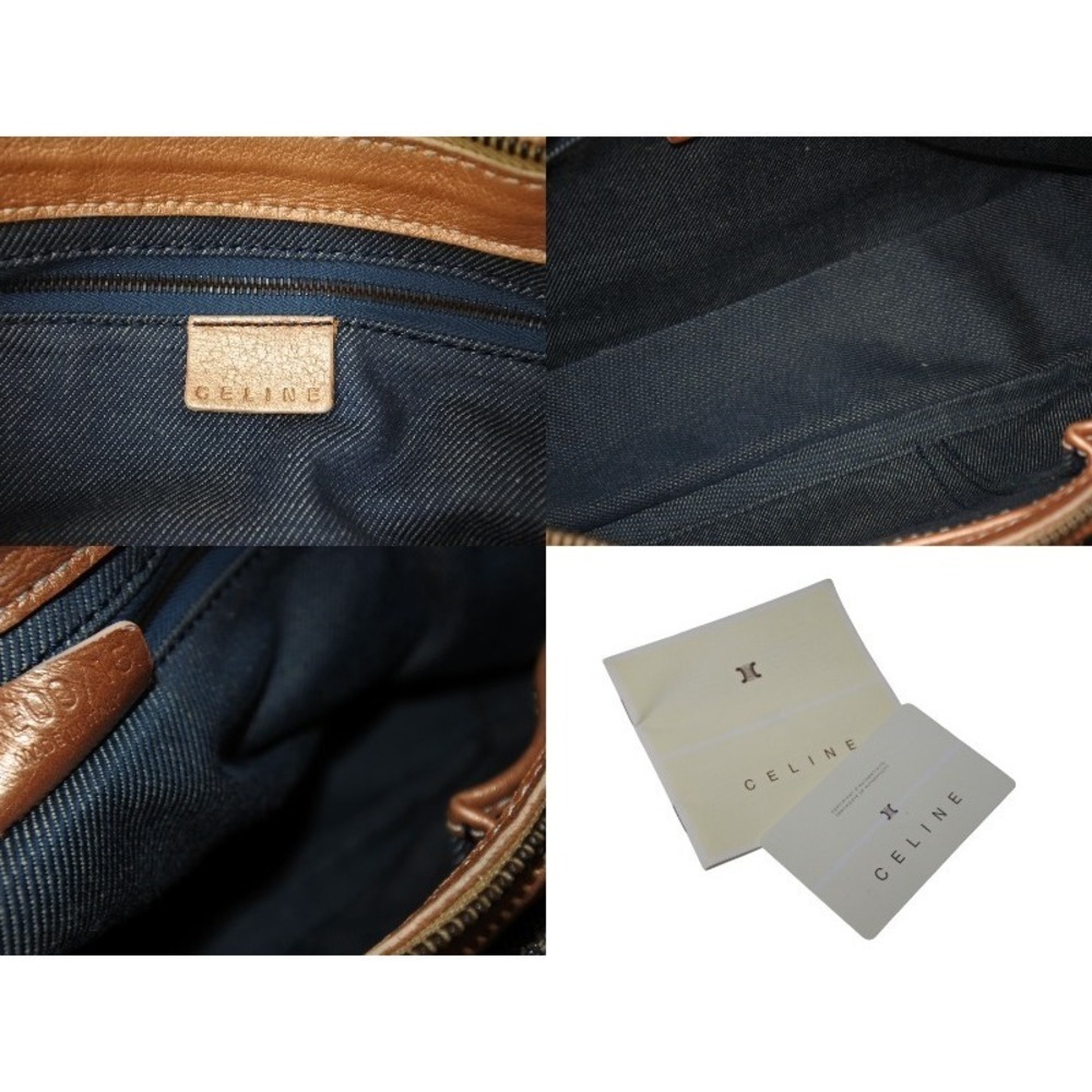 Celine denim brown Hobo Shoulder Pink handbag Rose gold blue One bag leather - Picture 9 of 9